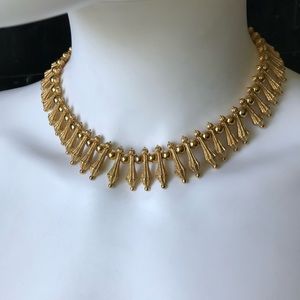 Vintage Trifari Gold Tone Metal Royal Egyptian Collar Necklace Statement